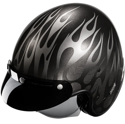 Casco Moto Jet Vintage V31 FIRO MC5 Titanio Argento Lucido