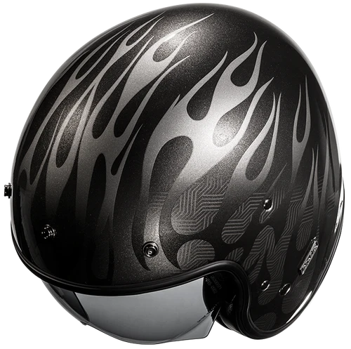 Casco Moto Jet Vintage V31 FIRO MC5 Titanio Argento Lucido