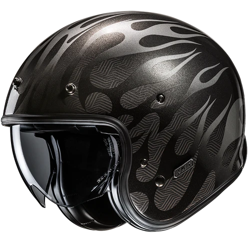 Casco Moto Jet Vintage V31 FIRO MC5 Titanio Argento Lucido