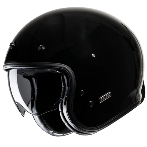 Casco Moto Jet Vintage V31 SOLID BLACK Nero Lucido
