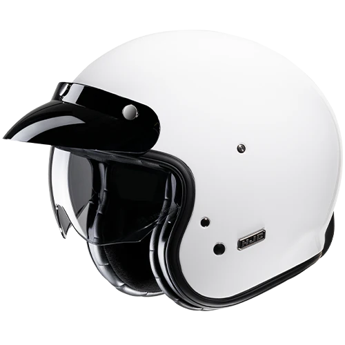 Casco Moto Jet Vintage V31 SOLID WHITE Bianco Lucido