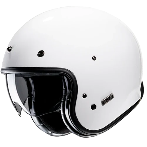 Casco Moto Jet Vintage V31 SOLID WHITE Bianco Lucido