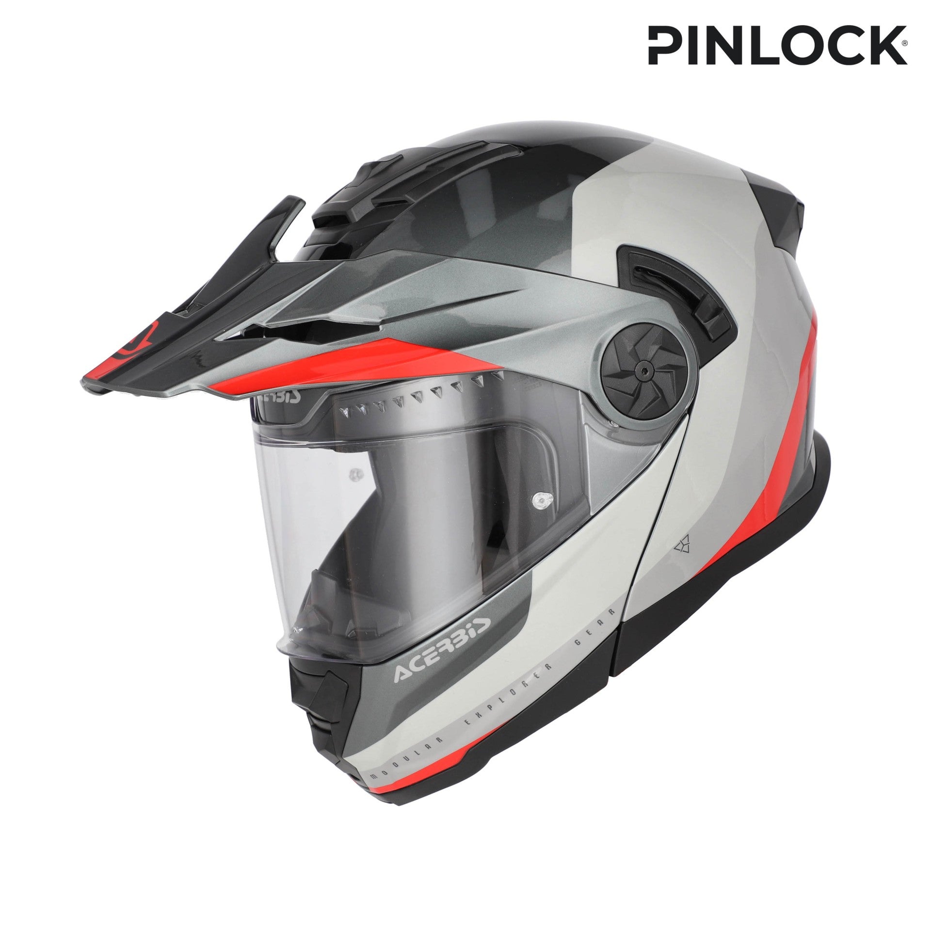 Casco Moto Modulare Adventure ACERBIS RIDER Grigio Rosso