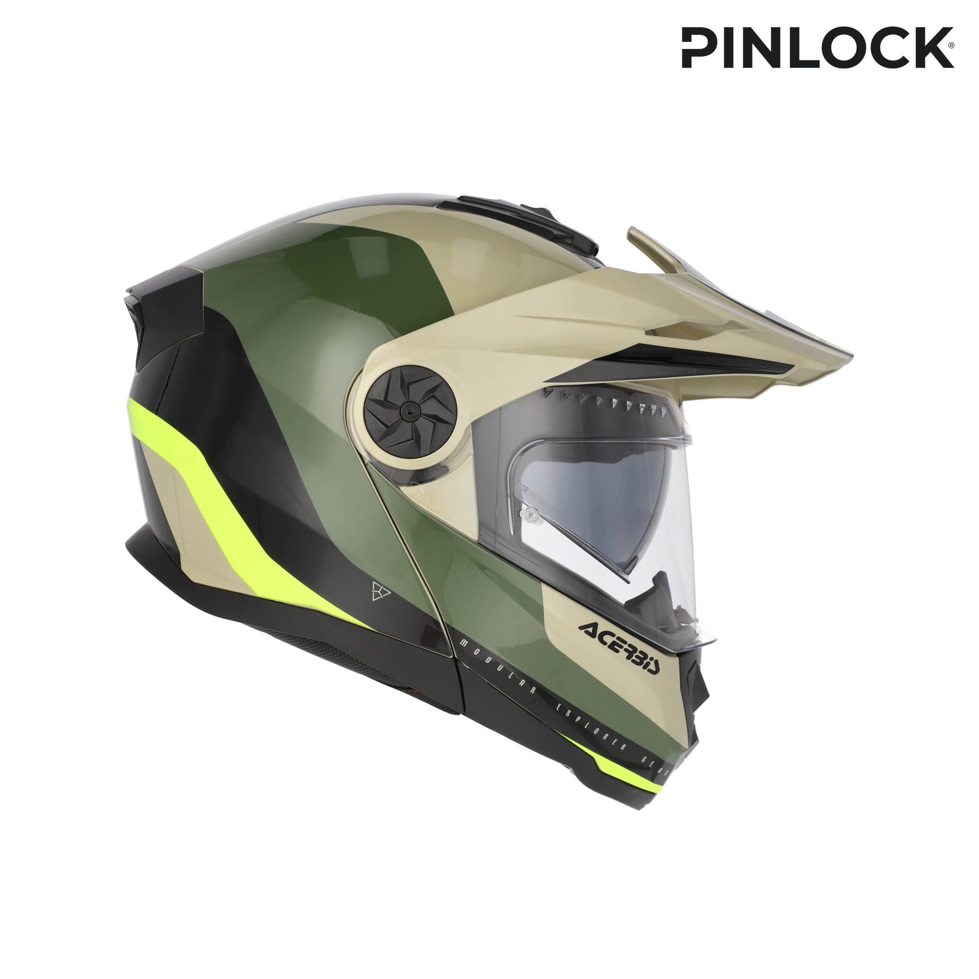 Casco Moto Modulare Adventure ACERBIS RIDER Verde Marrone