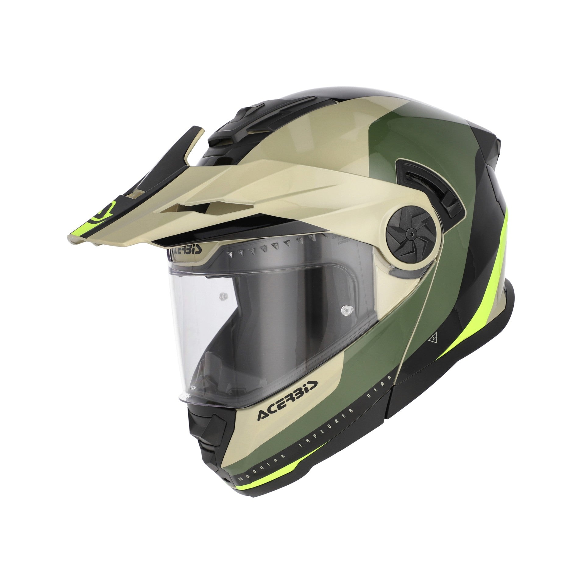 Casco Moto Modulare Adventure ACERBIS RIDER Verde Marrone
