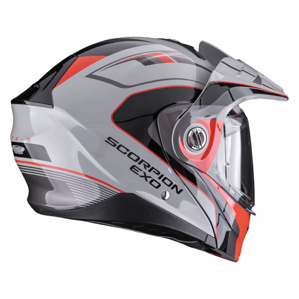 Casco Moto Modulare Adventure SCORPION ADX 2 KAMPS Grigio Rosso