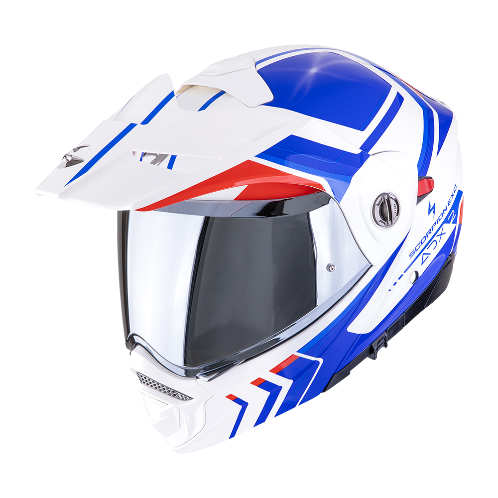 Casco Moto Modulare Adventure SCORPION ADX 2 LEWIS Bianco Blu Rosso
