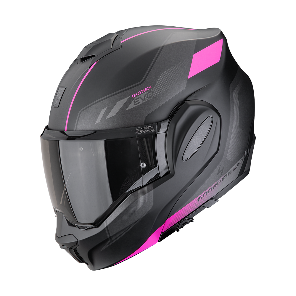 Casco Moto Modulare Flip-Back SCORPION EXO TECH EVO SOCIUS Nero Opaco Rosa