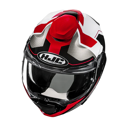 Casco Moto Modulare HJC F100 BIOS MC1 Bianco Nero Argento Rosso Lucido
