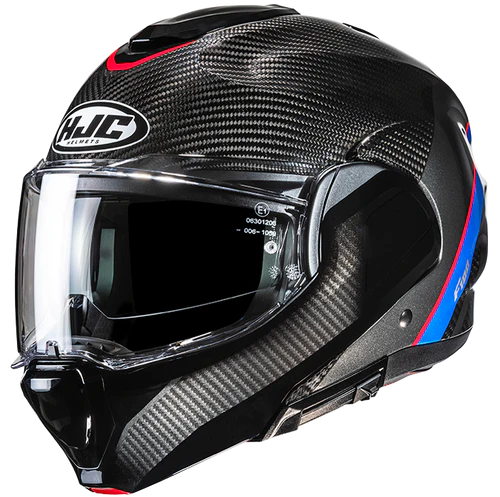 Casco Moto Modulare HJC F100 CARBON STAN MC21 Nero Antracite Rosso Blu Lucido
