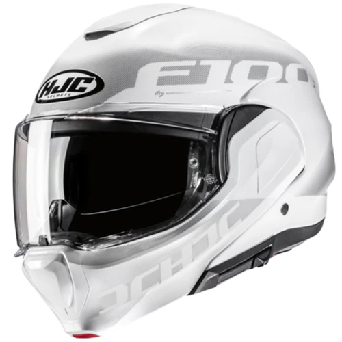 Casco Moto Modulare HJC F100 HETAL MC10 Bianco Argento Lucido