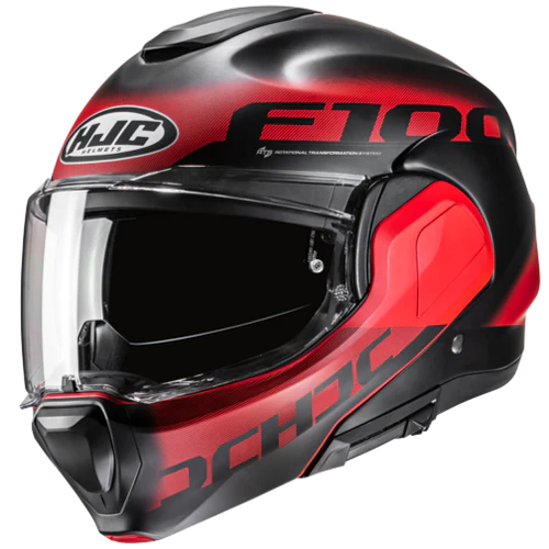 Casco Moto Modulare HJC F100 HETAL MC1SF Nero Rosso Opaco