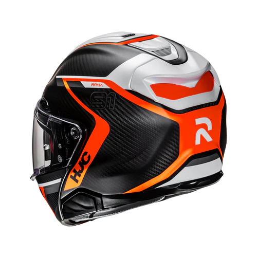 Casco Moto Modulare HJC RPHA 91 CARBON LAGOS MC6HSF Nero Bianco Arancio Opaco