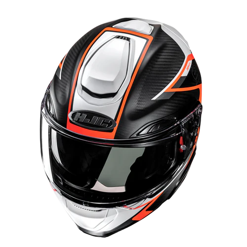 Casco Moto Modulare HJC RPHA 91 CARBON LAGOS MC6HSF Nero Bianco Arancio Opaco