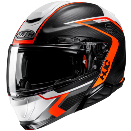Casco Moto Modulare HJC RPHA 91 CARBON LAGOS MC6HSF Nero Bianco Arancio Opaco