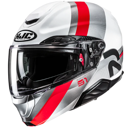 Casco Moto Modulare HJC RPHA 91 FENSH MC1 Bianco Argento Rosso Lucido