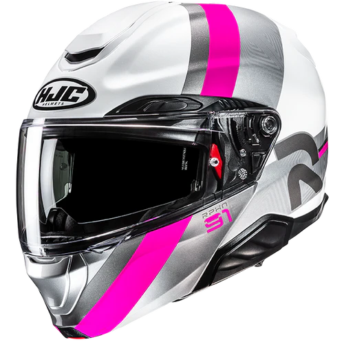 Casco Moto Modulare HJC RPHA 91 FENSH MC8 Bianco Argento Fucsia Lucido