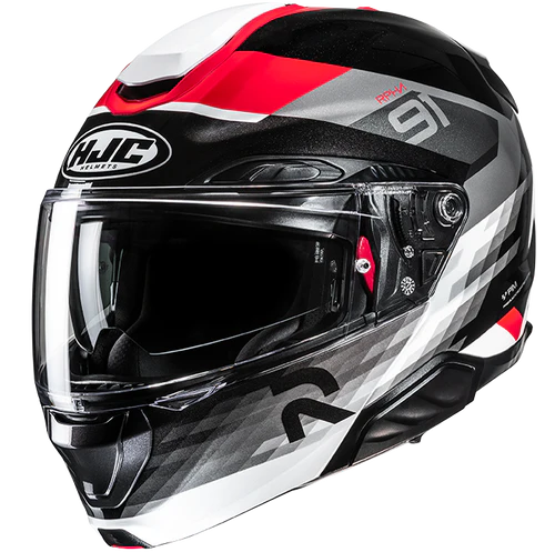 Casco Moto Modulare HJC RPHA 91 MADAL MC1 Bianco Nero Argento Rosso Lucido