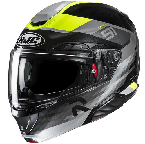 Casco Moto Modulare HJC RPHA 91 MADAL MC3H Nero Grigio Giallo Fluo Lucido