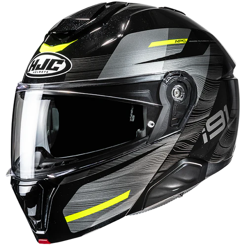 Casco Moto Modulare HJC i91 DUSK MC3H Nero Argento Giallo Fluo Lucido