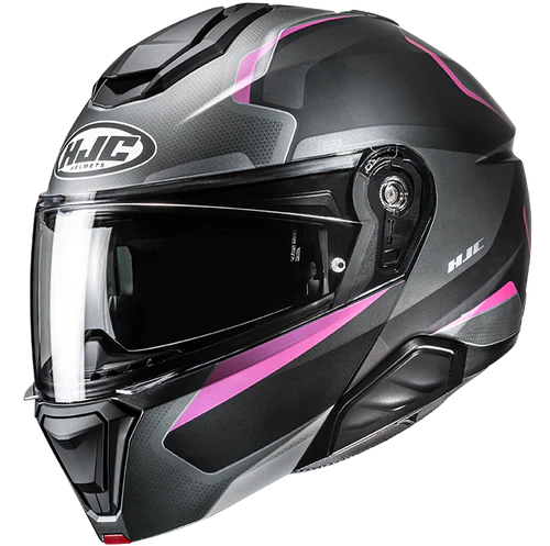 Casco Moto Modulare HJC i91 FELIO MC8SF Nero Titanio Fucsia Opaco