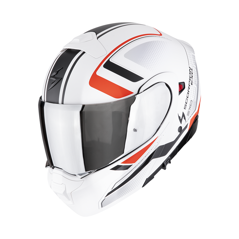 Casco Moto Modulare SCORPION EXO 930 EVO ARDENS Bianco Opaco Nero Rosso