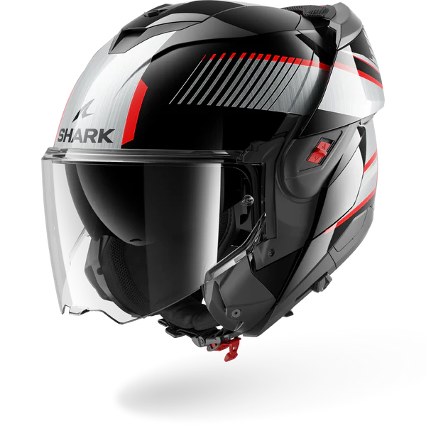 Casco Moto Modulare SHARK OXO SIKTER Nero Argento Rosso
