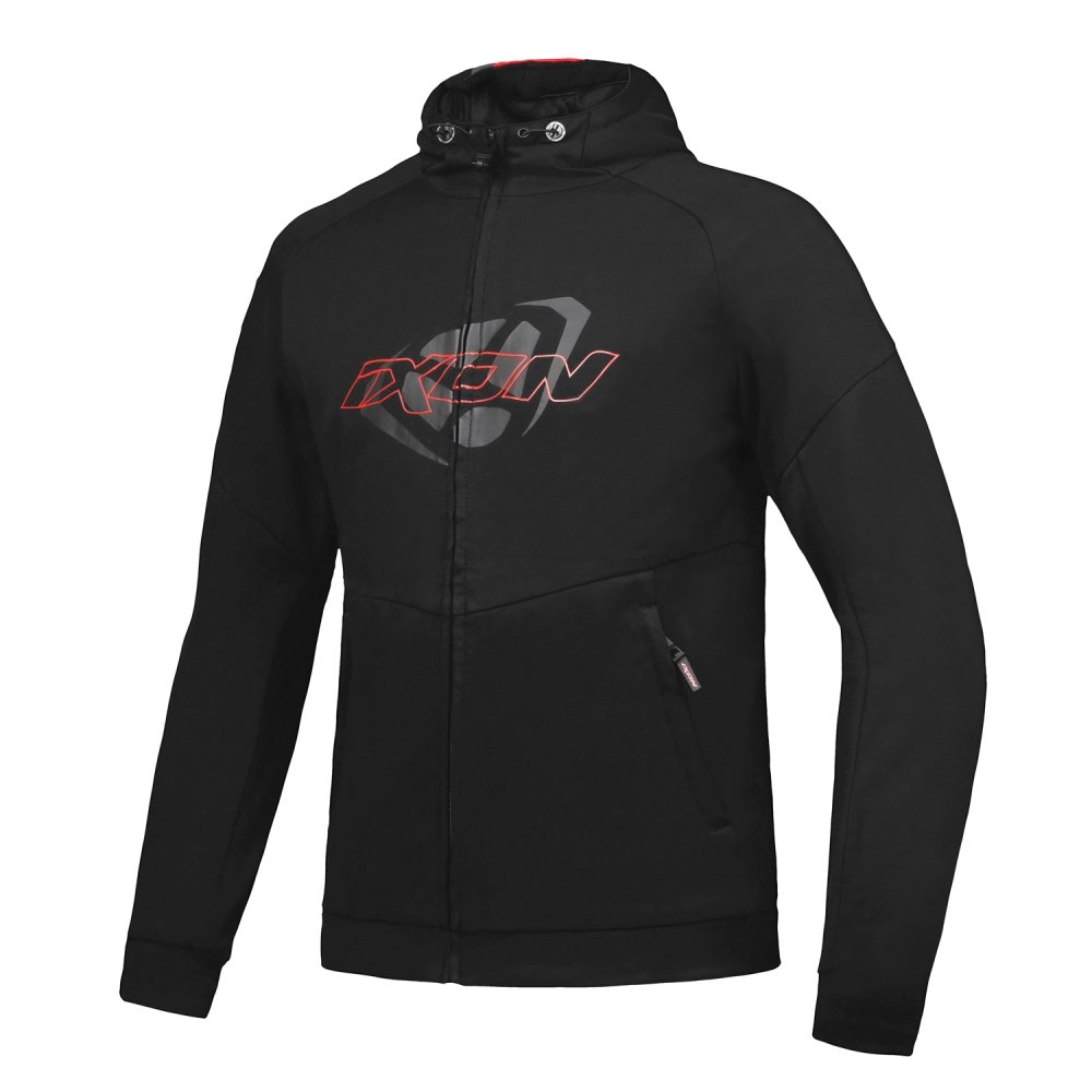Felpa Moto Uomo IXON TOUCHDOWN Nero Rosso