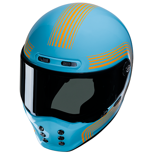 Hjc V10 FONI MC27 Azzurro Lucido Arancio