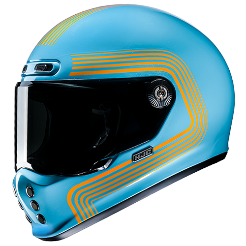Hjc V10 FONI MC27 Azzurro Lucido Arancio