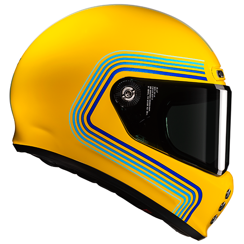 Casco Moto Integrale Hjc V10 FONI MC3 Giallo Lucido Blu