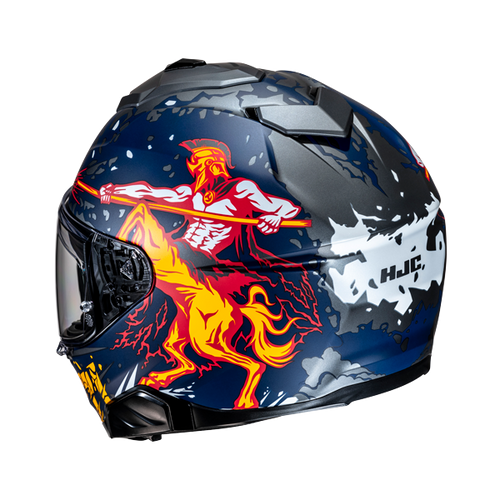 Casco Moto Integrale Hjc i71 TAURUS MC1SF Blu Opaco Titanio Arancione