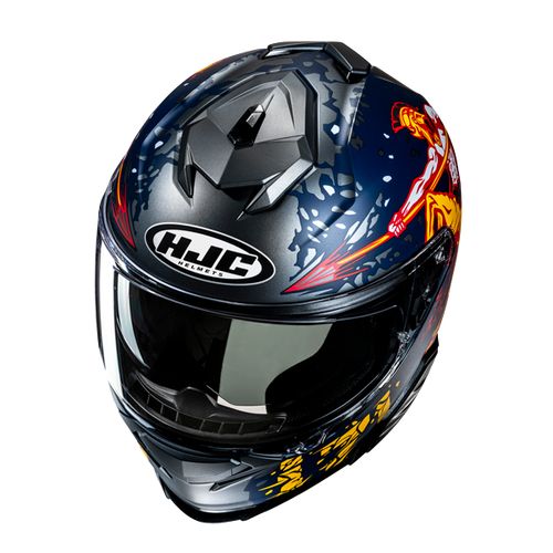 Casco Moto Integrale Hjc i71 TAURUS MC1SF Blu Opaco Titanio Arancione