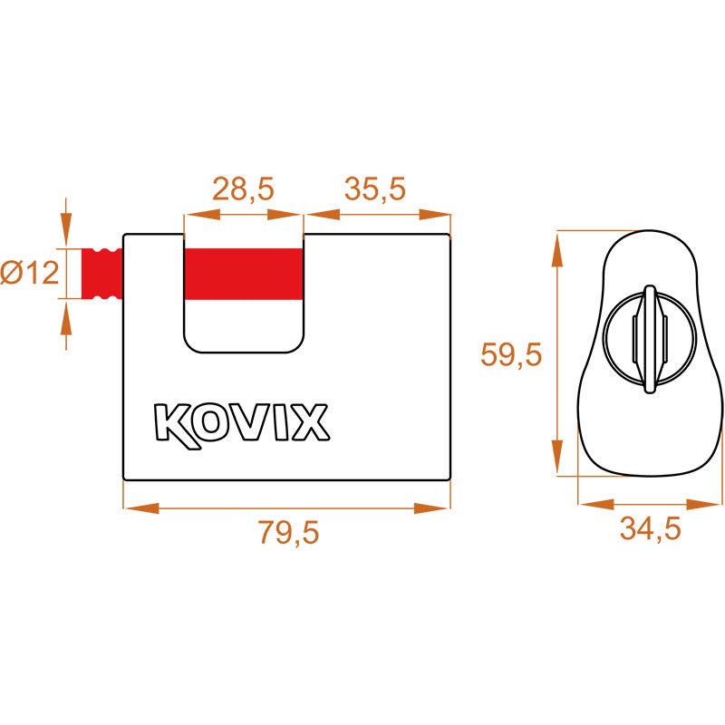 Lucchetto KOVIX Sonoro 120 Db Perno Da 12mm In Acciaio