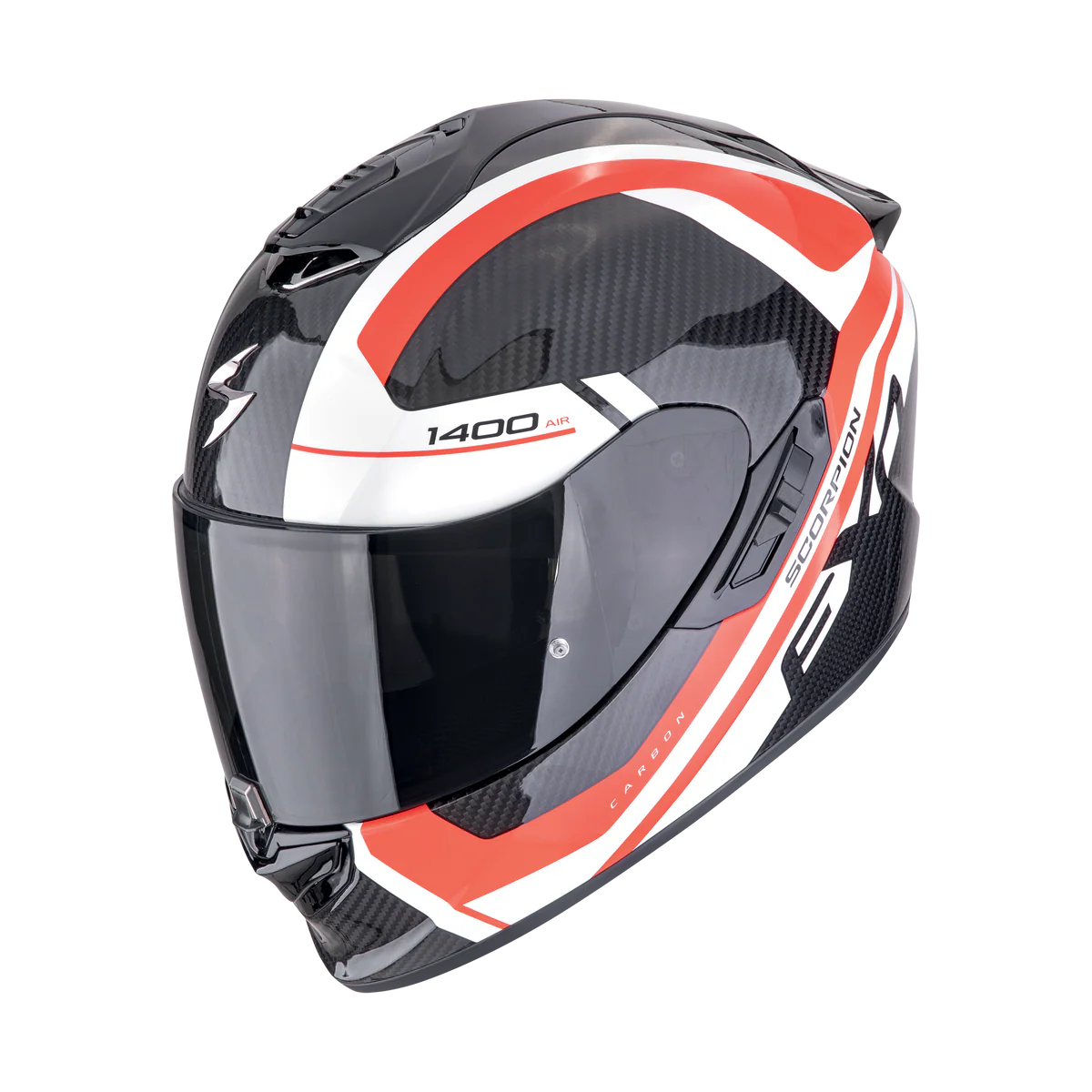 Casco Moto Integrale Scorpion EXO-1400 EVO 2 Carbon Air Enko Nero Rosso Bianco