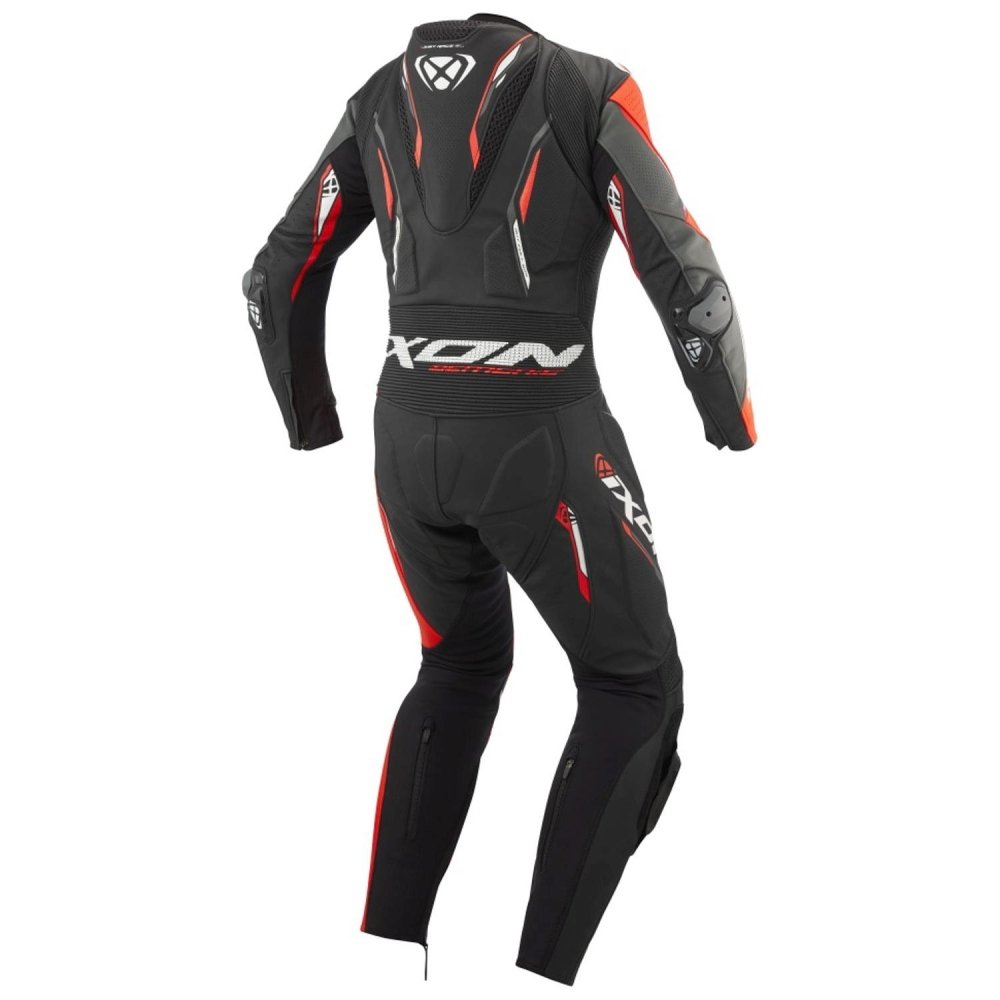 Tuta Moto In Pelle IXON DEMONIO Nero Rosso Bianco