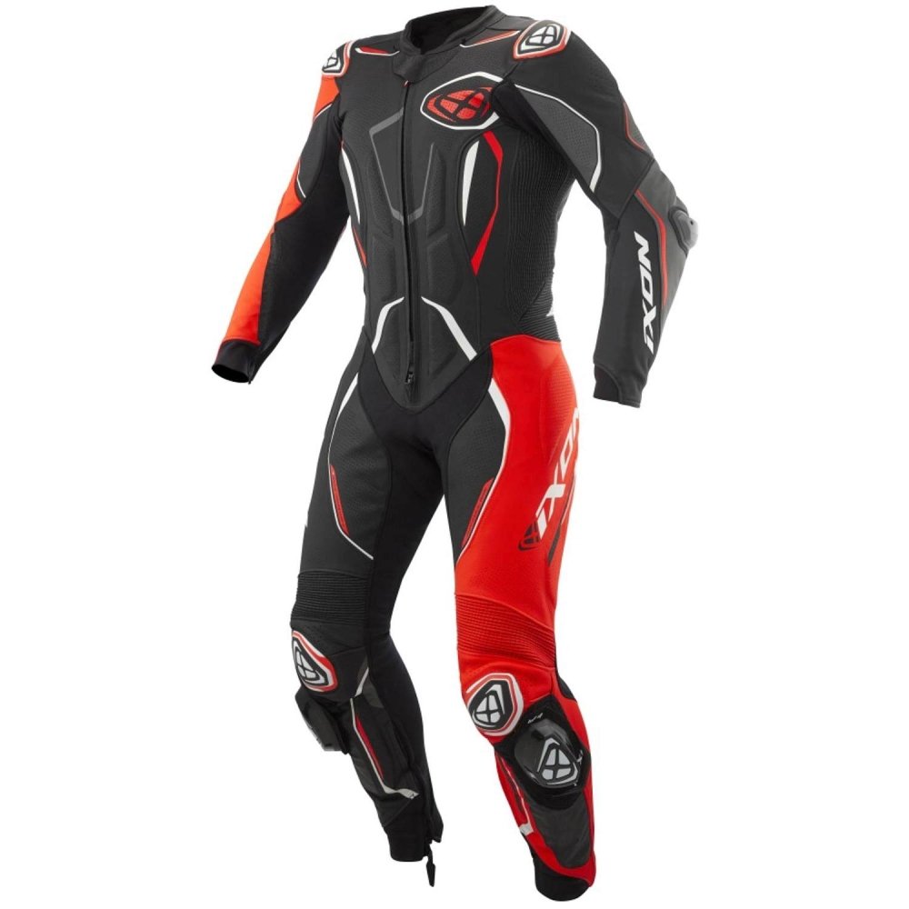 Tuta Moto In Pelle IXON DEMONIO Nero Rosso Bianco