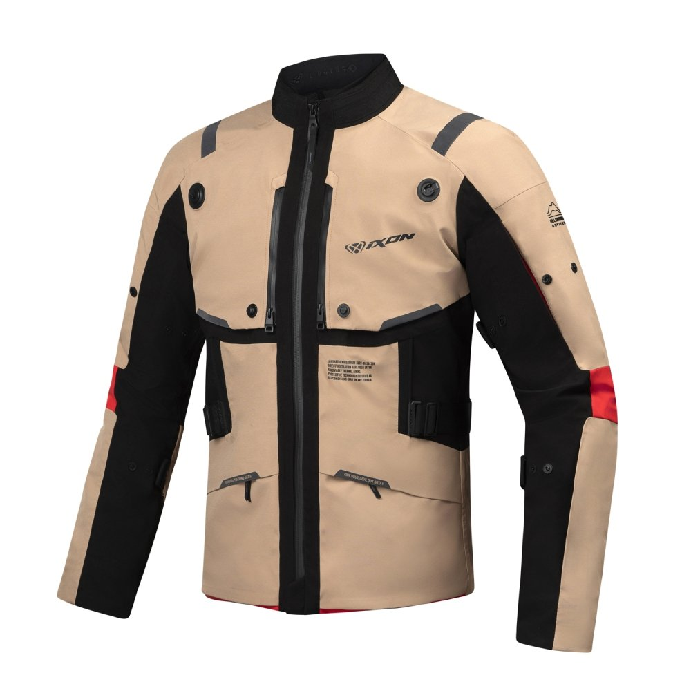 Giacca Touring Ixon Adventure 3 Strati M-SKEID Sabbia/Nero/Rosso Classe AA