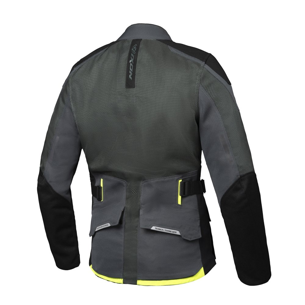 Giacca Touring Ixon Adventure M-NJORD Verde/Nero/Giallo 2 in 1 Traspirante Con Membrana 100% Impermeabile