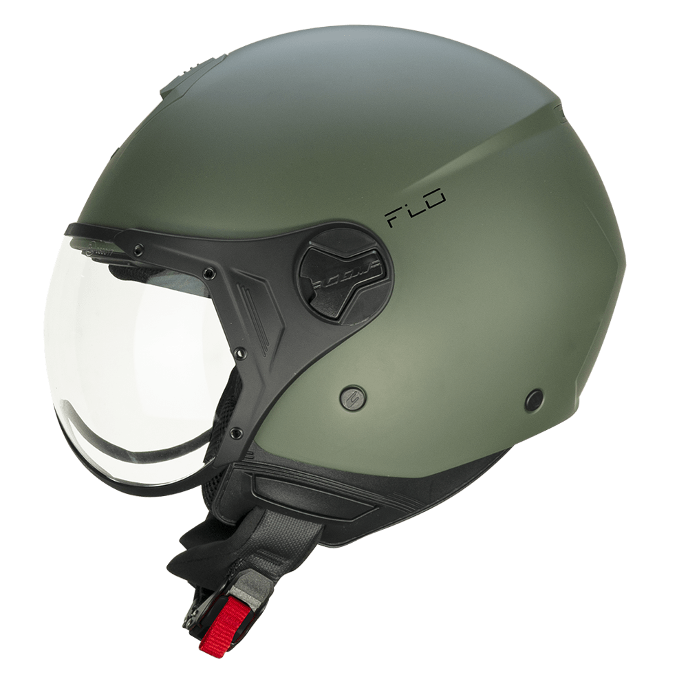 Casco CGM 167A FLO MONO Verde Militare Satinato Con Visiera Sagomata ECE 22-06