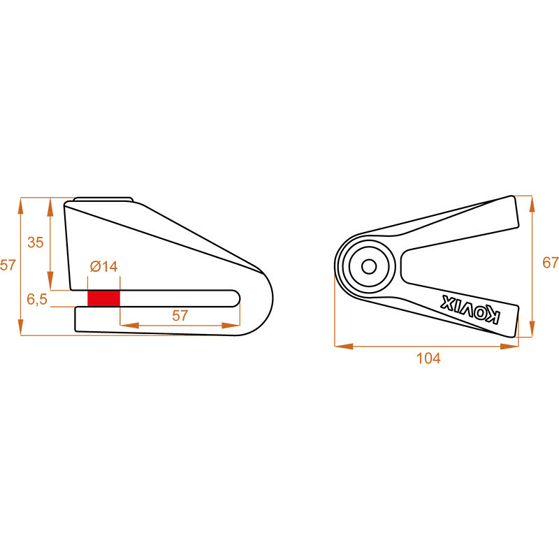 Bloccadisco Kovix Completamente In Acciaio Inossidabile Con Perno 14 mm