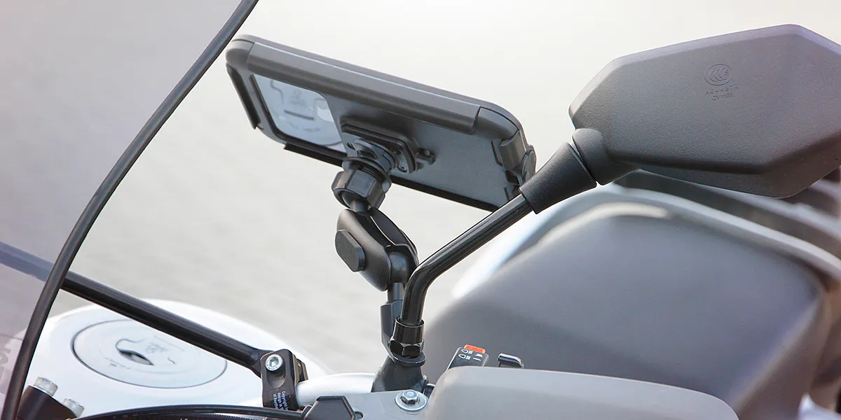 Optiline Pole Orbit Titanporta Cellulare Da Specchietto Moto In Metallo Con Braccio Snodabile