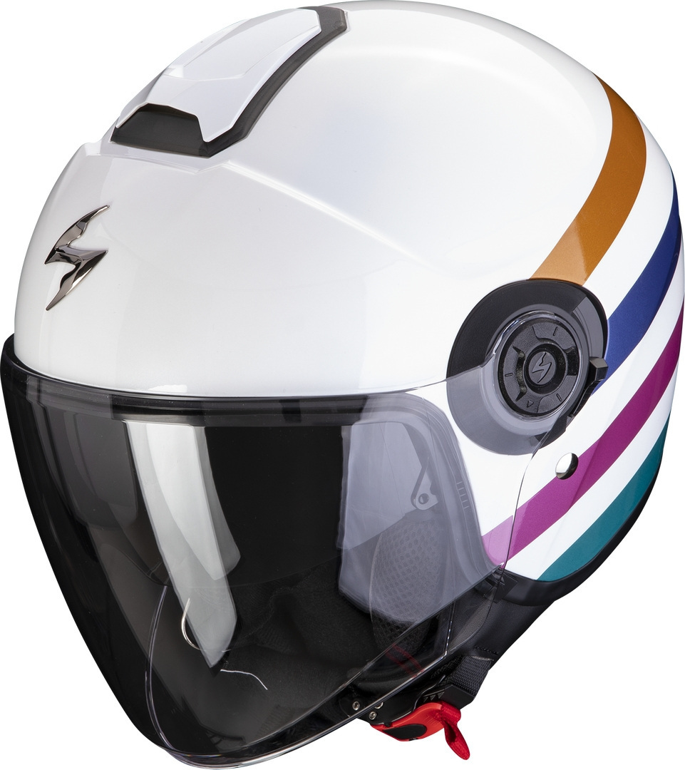 Casco Jet Scorpion Exo-City 2 BEE Bianco Verde Oro ECE 22-06 Visiera Lunga e Parasole
