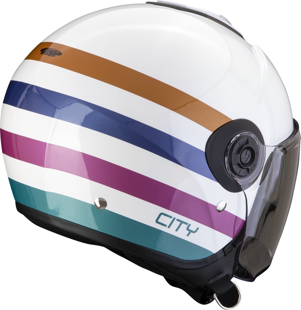 Casco Jet Scorpion Exo-City 2 BEE Bianco Verde Oro ECE 22-06 Visiera Lunga e Parasole