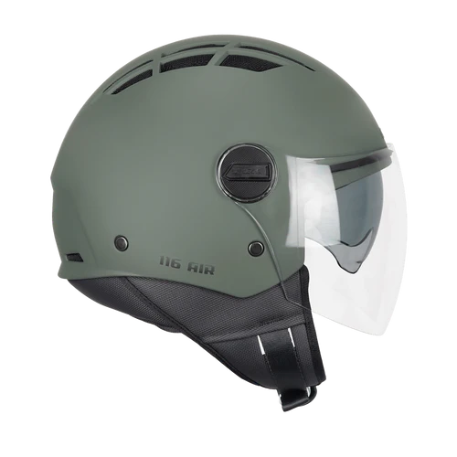 Casco Jet CGM AIR Mono Verde Opaco Visiera E Parasole ECE 22-06