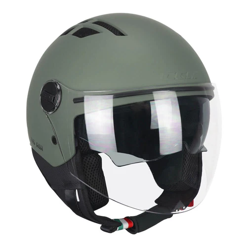 Casco Jet CGM AIR Mono Verde Opaco Visiera E Parasole ECE 22-06