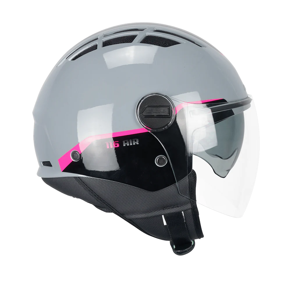 Casco Jet CGM AIR BICO Grigio Fucsia Fluo Visiera E Parasole ECE 22-06