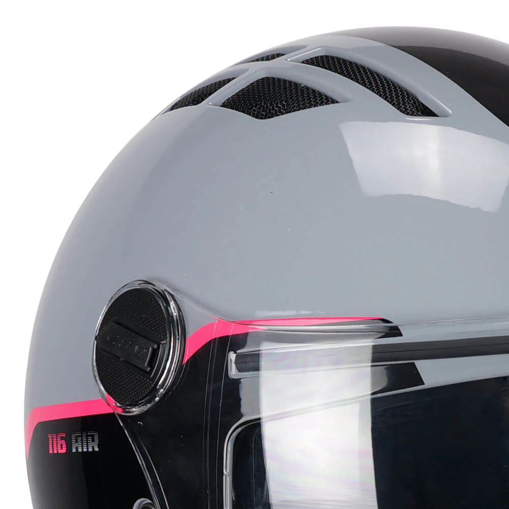 Casco Jet CGM AIR BICO Grigio Fucsia Fluo Visiera E Parasole ECE 22-06