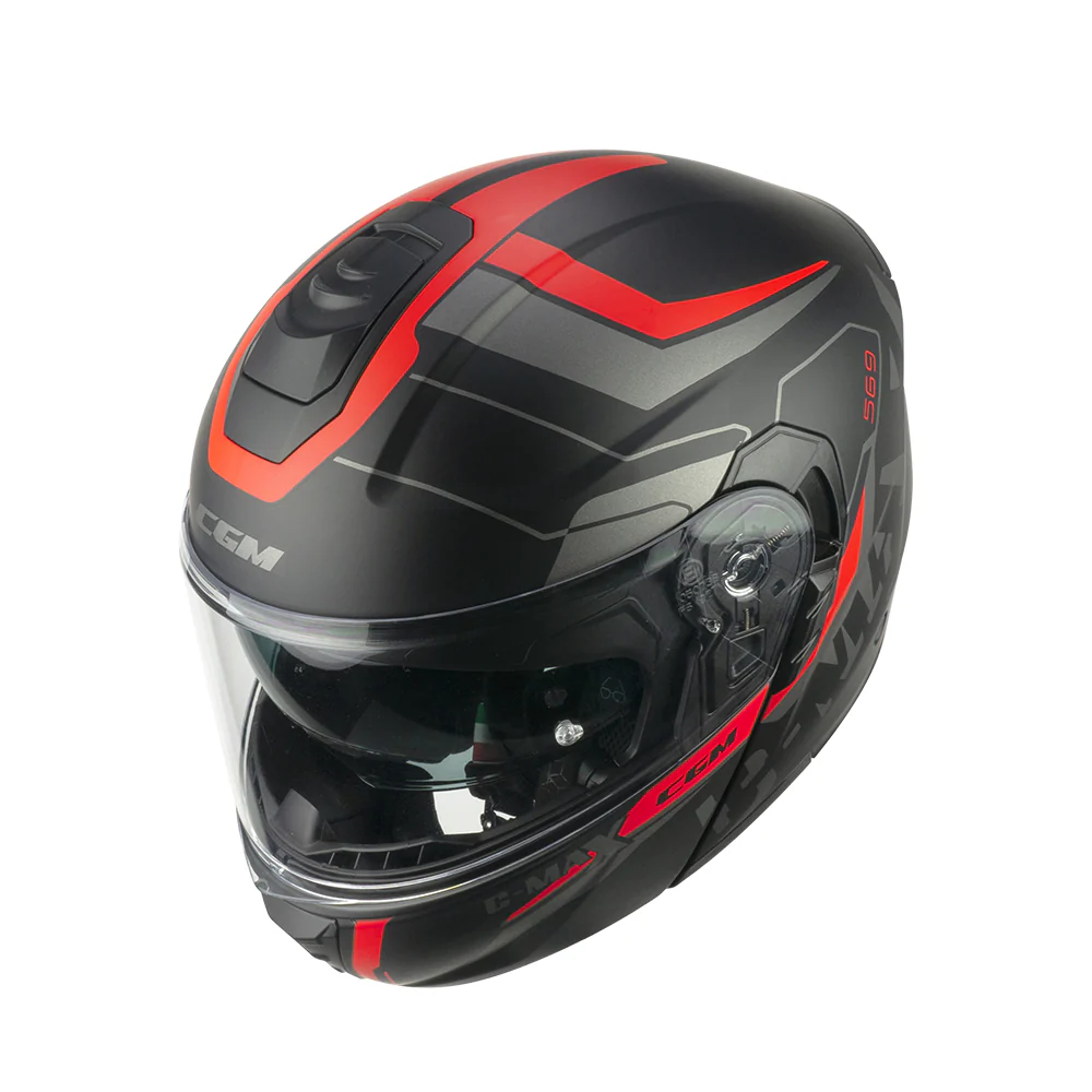 Casco Modulare 569 C-Max City Nero Rosso ECE 22-06 P/J