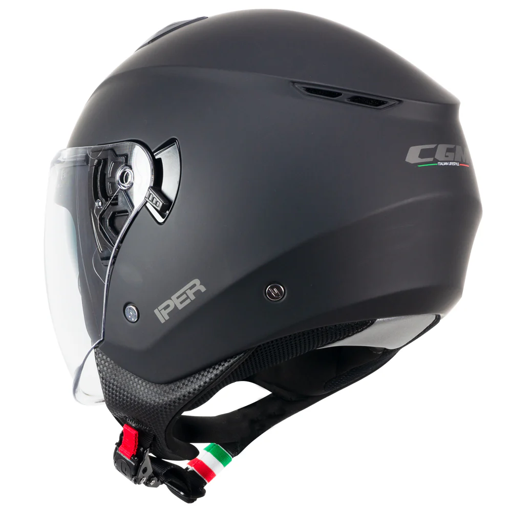 Casco Jet CGM 126A IPER MONO ECE 22-06 Con Visiera Lunga E Parasole Nero Opaco
